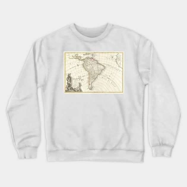 Vintage Map of South America (1762) Crewneck Sweatshirt by Bravuramedia